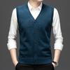 Men Autumn Sleeveless Single Breasted Pullover Vests Knitted Work Sweater
