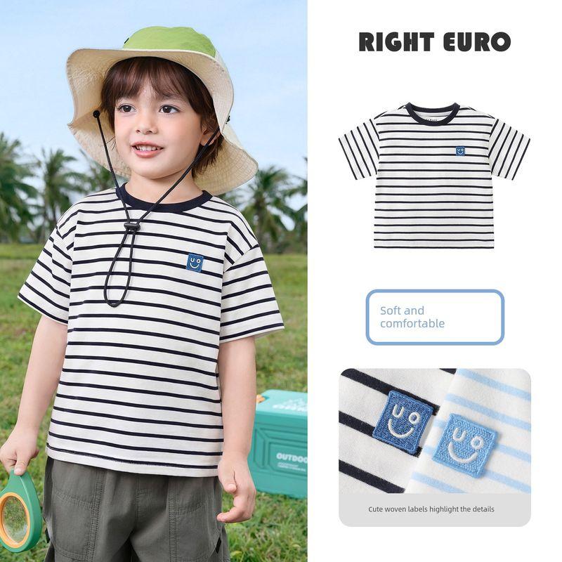 Right-Ou Boys' Cool Short-Sleeve T-Shirt 2026 Summer New Children's Clothing Antibacterial Thin Top for Kids and Babies