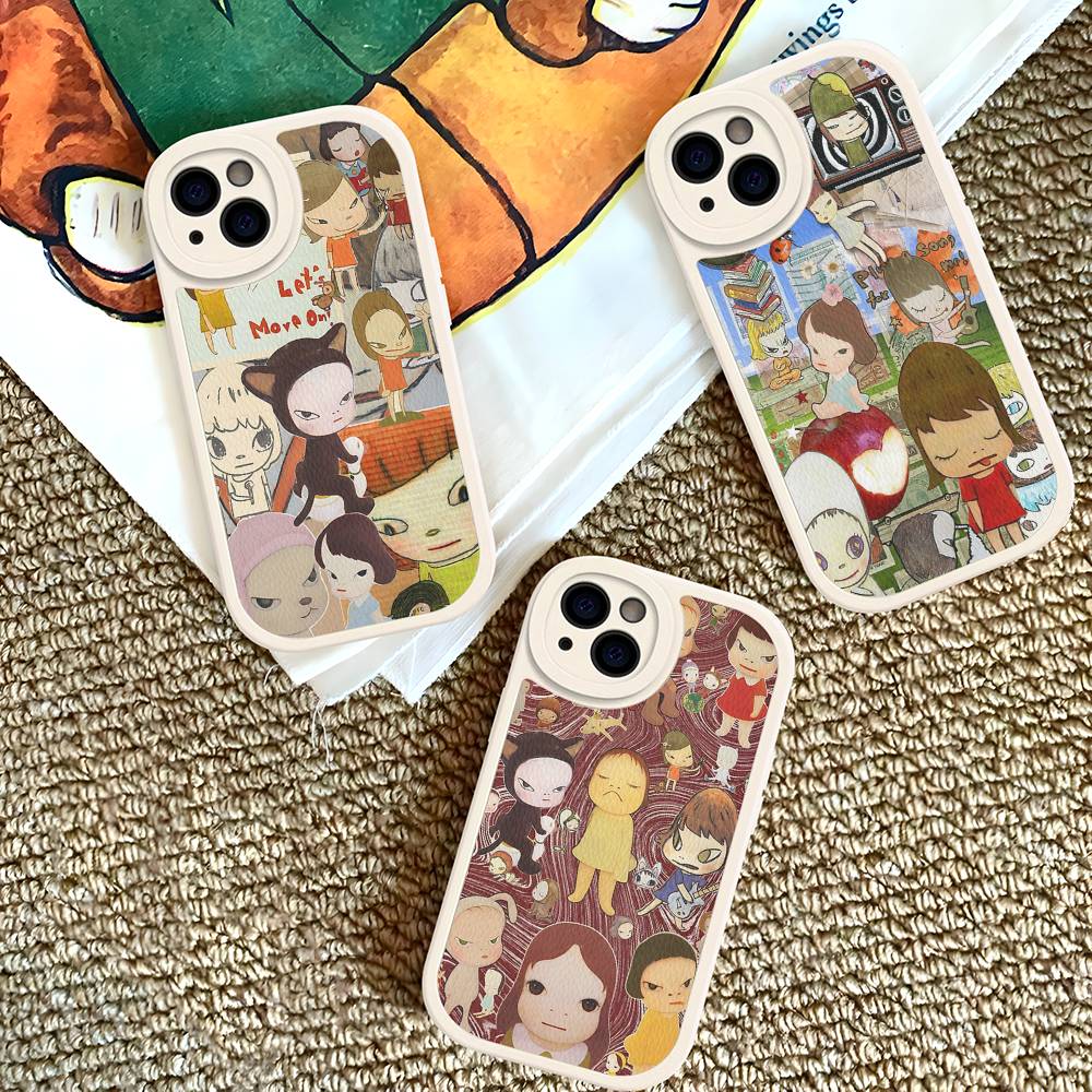 Y-yoshitomo Nara-A Ретро-искусство Чехол для телефона из ПУ-кожи Для IPhone 16 15 14 13 12 11 Pro Max Plus Задняя часть Fundas