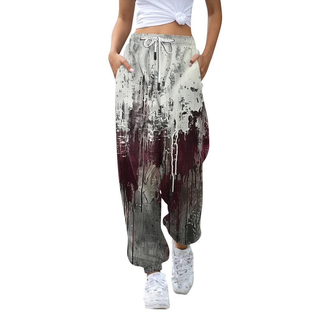 Женские повседневные модные спортивные штаны с принтом на Хэллоуин, повседневные брюки