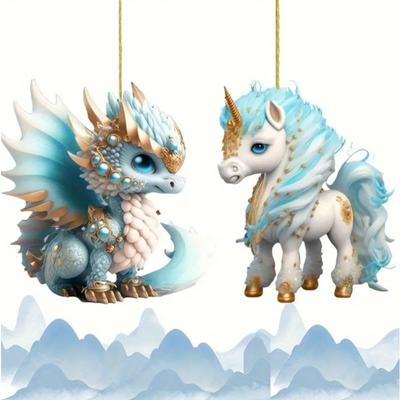 Новый акриловый плоский 2D Дракон КИРИН Акриловая декоративная подвеска Новогодний подарок Подвеска на елку CDN
