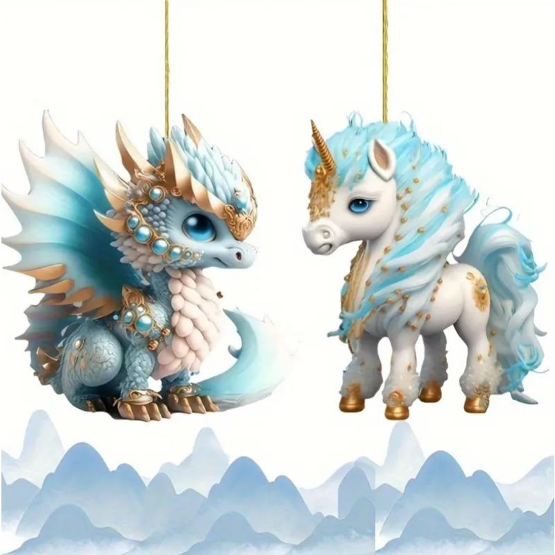 Новый акриловый плоский 2D дракон KIRIN акриловый декоративный кулон новогодний подарок рождественская елка кулон