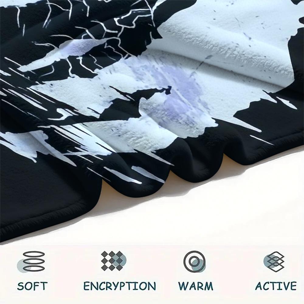 1PC Solo Leveling Print Flannel Blanket, High quality Comfortable for All Seasons, Home Decor, Warmth and Comfort, Perfect for Christmas Gifts