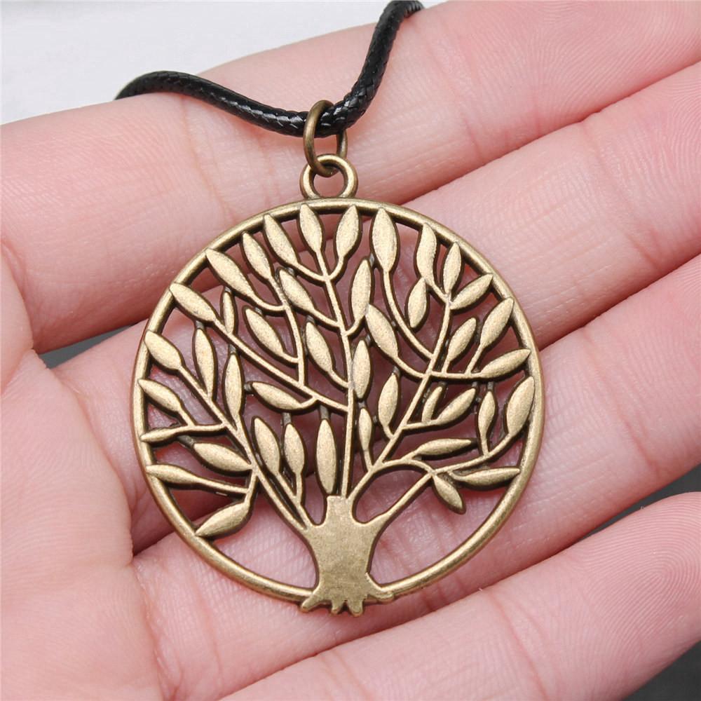 Ожерелье из кожи «Дерево жизни» 45 см, мужское украшение, свадебная годовщина, эстетические аксессуары