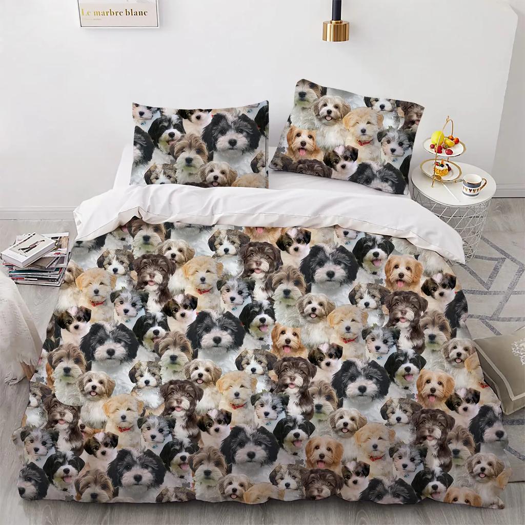 Cute Maltese Dog Duvet Cover Set Dog Breed Theme Bedding Set Microfiber Kawaii Animal Quilt Cover Twin King For Pet Lover Gifts