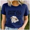 Cotton  Anatomy Of Dog Graphic T Shirt Women Casual Pet Lover Short Sleeve Tee Cute Puppy Print Gift For Shih Tzu Owner