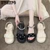 Flower Sandals Female Summer Fairy Style Thick Soled Wedge Flat Roman Shoes Korean Ins Tide