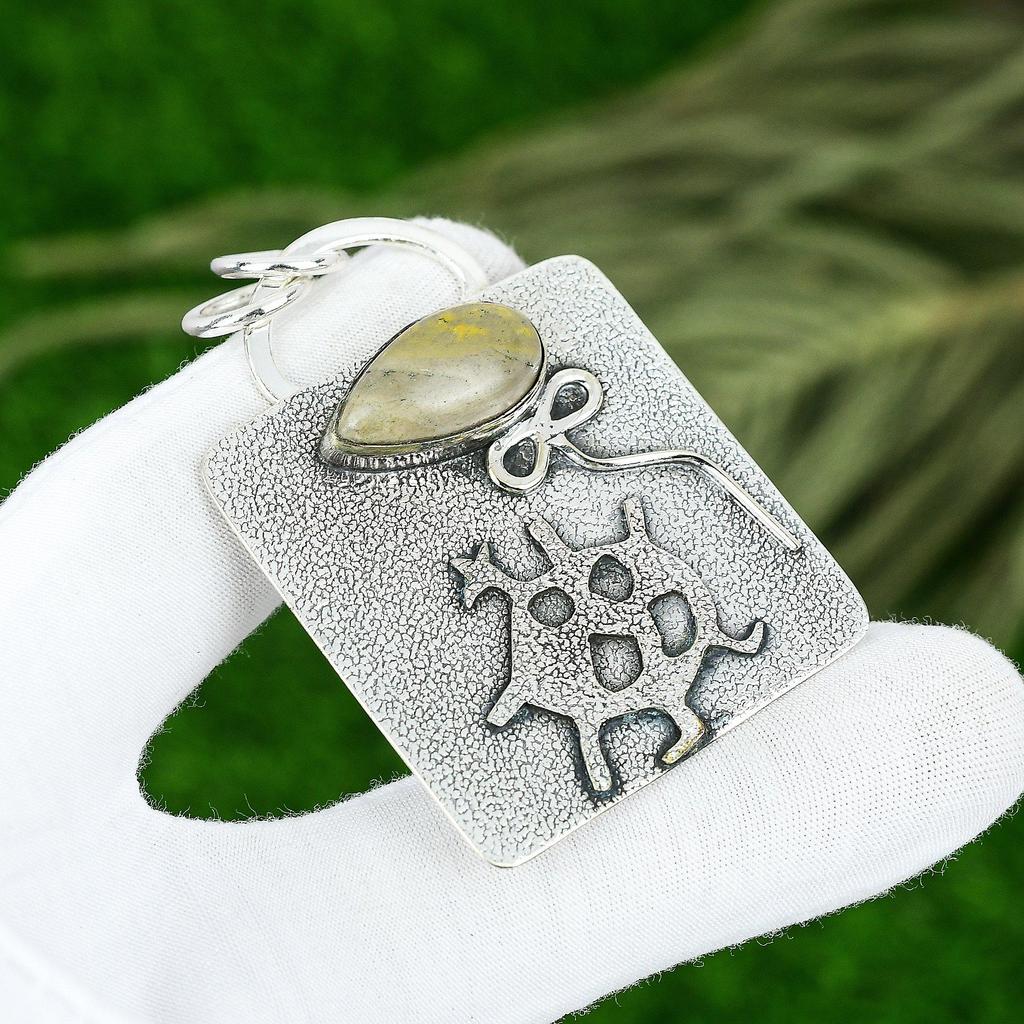 Sisters Day Sale 925 Sterling Silver Bumble Bee Jasper Gemstone Wedding Pendant