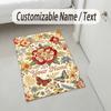Floral Butterfly Garden Theme Soft Crystal Velvet Rug Custom Name & Text Print Non Slip Floor Rug for Bedroom Living Room