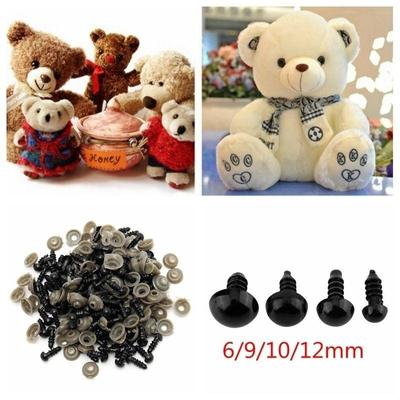 100 шт. 6/9/10/12 мм DIY черные пластиковые куклы безопасные глаза для шитья для куклы плюшевого мишки животное марионетка