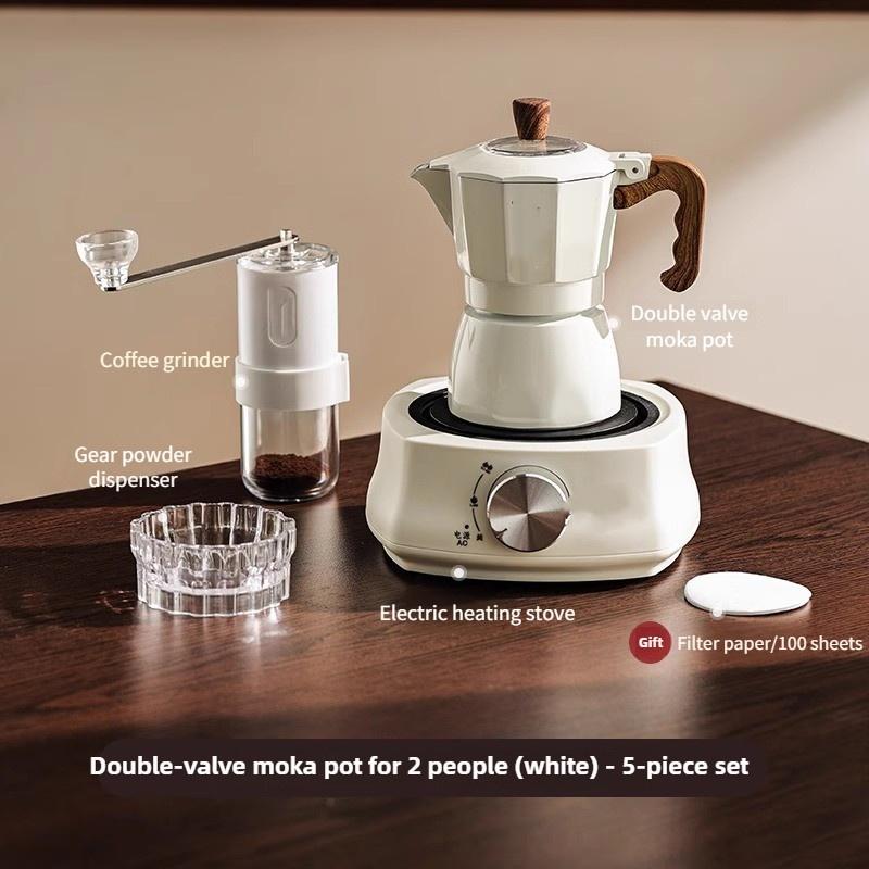 Двухклапанная мока-кофеварка Бытовая маленькая с ручным приводом Итальянская кофемашина Уличный набор кофейника для электрической плиты