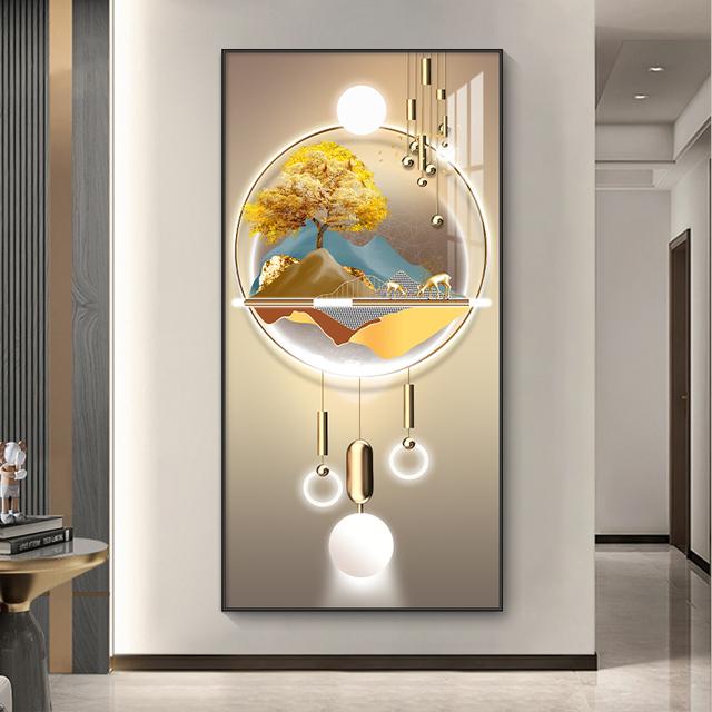 Абстрактная роскошная золотая картина на холсте, богатое дерево, свет, настенное искусство, постеры с оленями и принты для гостиной, крыльца, декора коридора