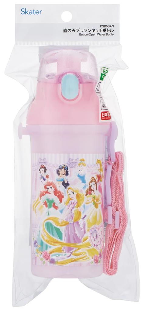Детская бутылка для воды прямого питья Skater, пластик, 480 мл, открывание/закрывание одним нажатием, можно мыть в посудомоечной машине, сделано в Японии, принцесса Диснея, 26 лет,