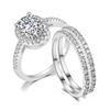 Wedding Engagement Ring Set for Women AAA+ Cubic Zirconia Crystal Rings Rose Gold Color Marriage Bride Accessories Jewelry SR077