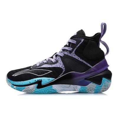Баскетбольные кроссовки Li Ning Pioneer Support с высоким берцем, детские кроссовки черного и фиолетового цветов YKBR022-3