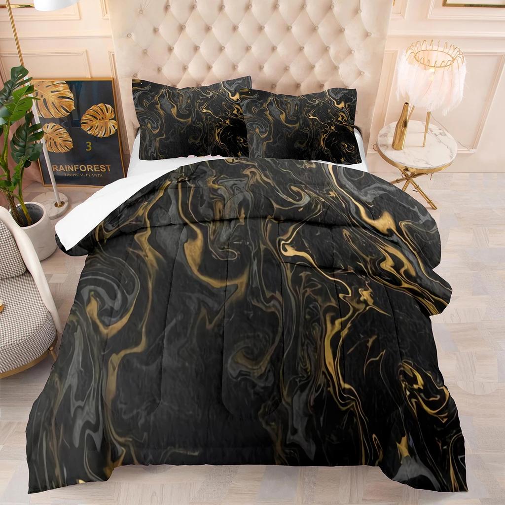 Пододеяльник с абстрактным черным золотом и мрамором, наволочки, комплект постельного белья Twin Queen King 200x200, роскошный скандинавский дизайнер