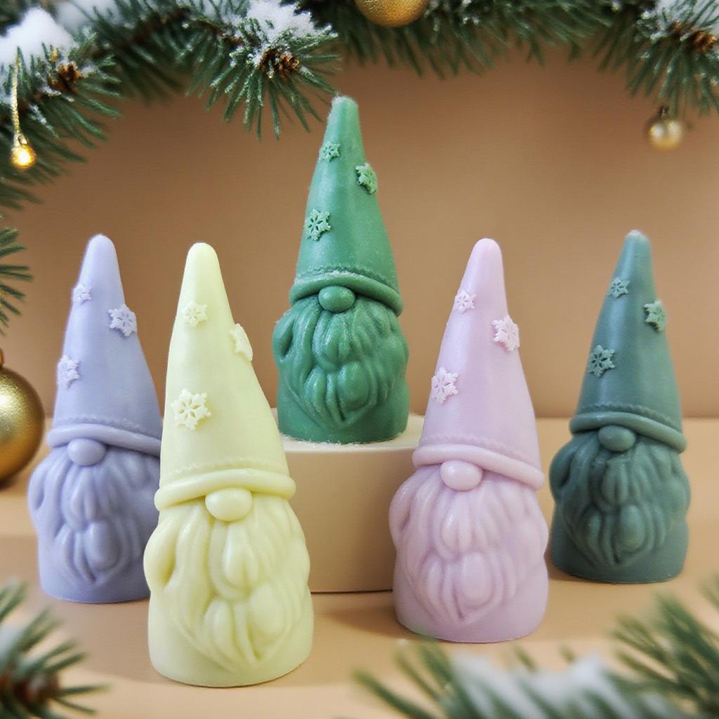 Christmas Candle Silicone Mold DIY Dwarf Santa Claus Aroma Plaster Resin Mould Bearded Old Man Christmas Candle Making Supplies