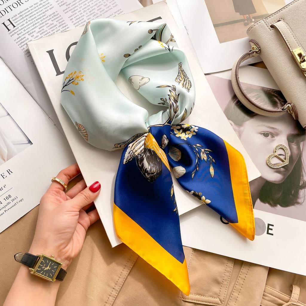 2025 Luxury Fashion Print 70*70cm Silk Square Scarf Women Soft Satin Hairband Neckerchief Tie Female Headband Foulard Bag Ribbon