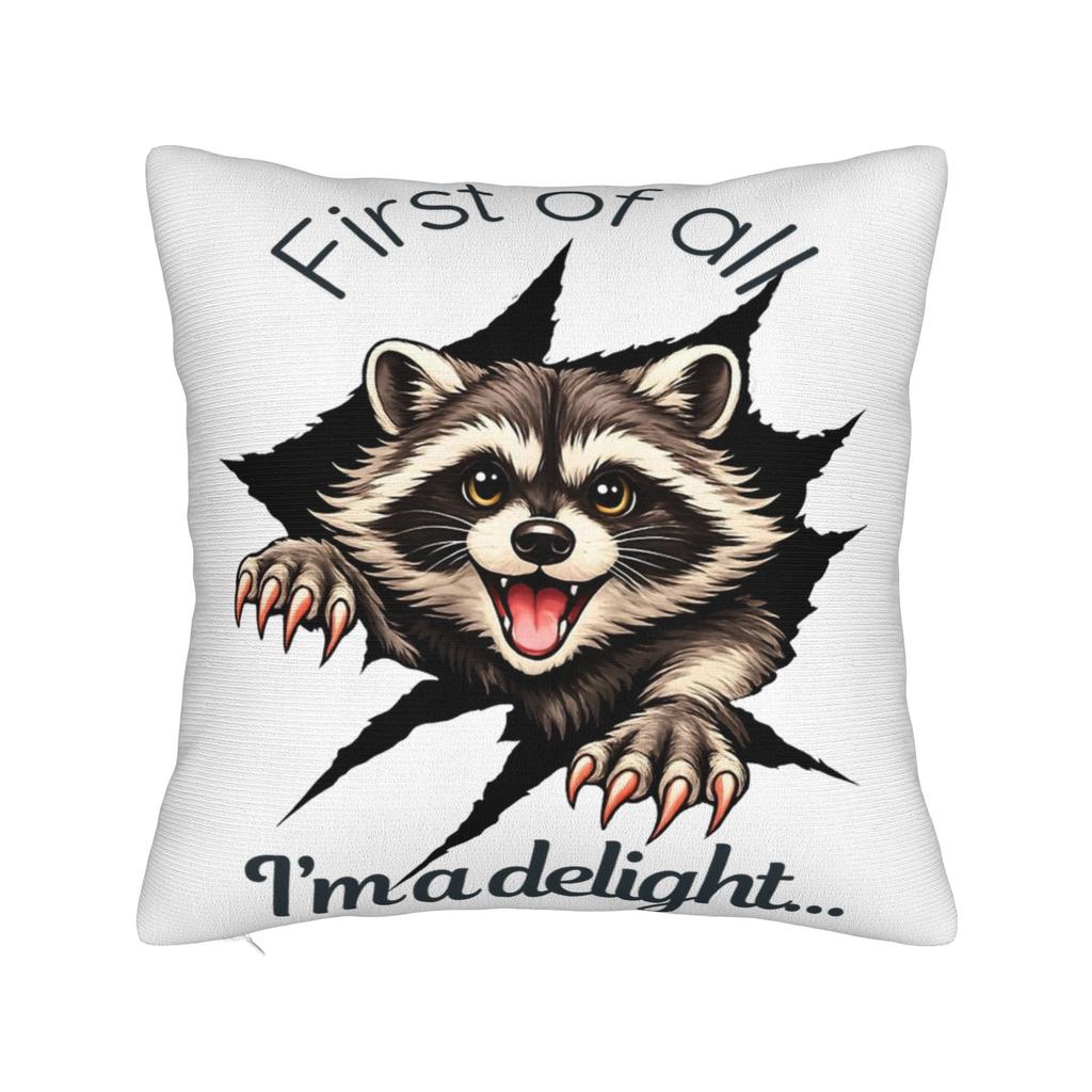 First Of All I'M A Delight Funny Raccoon Pillow Covers Stuff Printed Cushion Cover Gift Throw Pillow Case Cover Chair Multi-Size