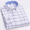 Men's Plaid Checkered Long Sleeve Oxford Woven Shirt Single Patch Pocket 100% Cotton Standard-fit Versatile Casual Shirts