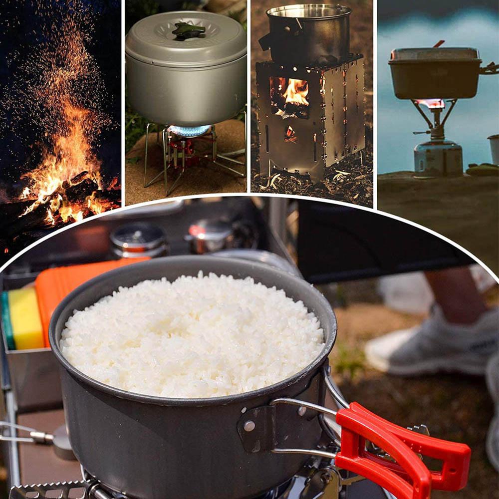 Набор для пикника на открытом воздухе на 3-4 персоны, твердый алюминиевый переносной кипятильник, сковорода для чая, походный котел для барбекю и мяса