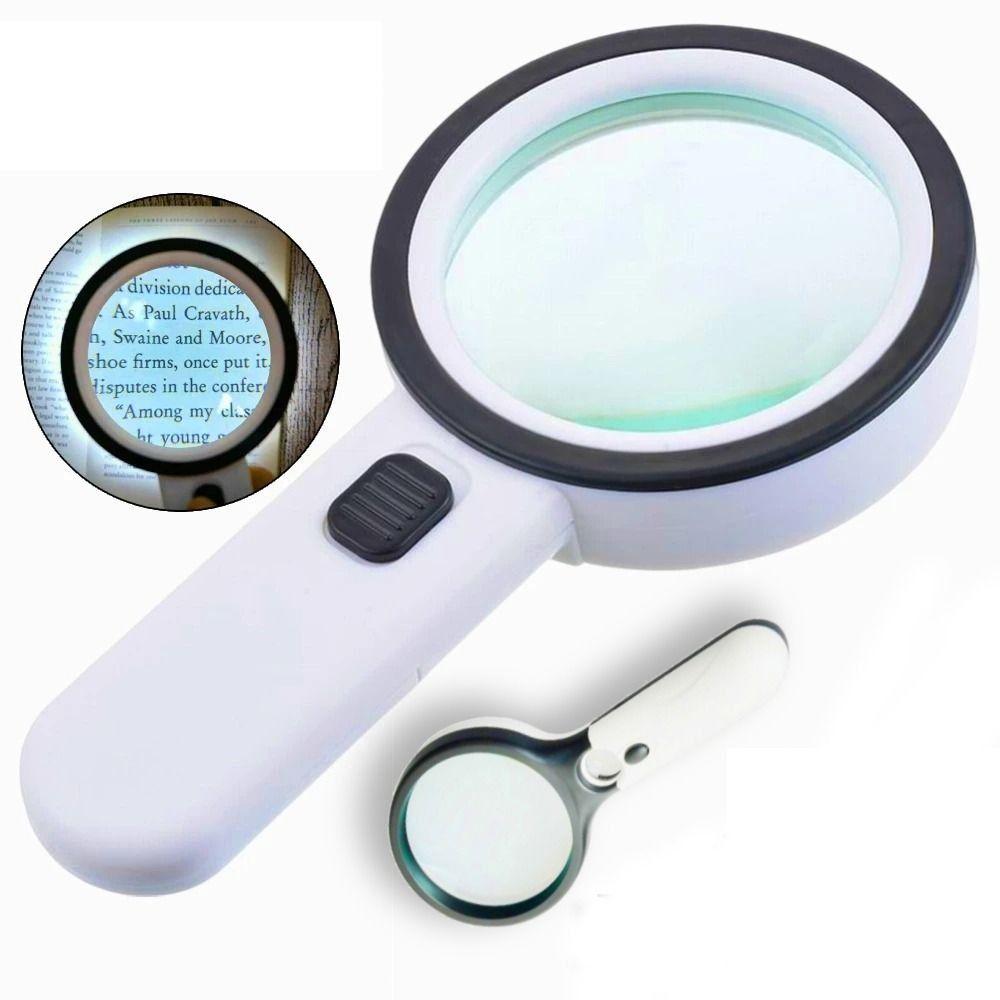 LED Light Lighted Magnifying Glass Illumination Illuminated Magnifier Coins Inspection