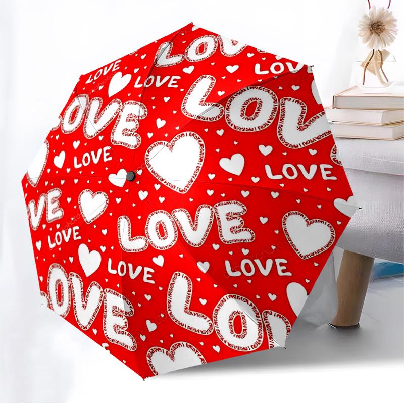1pc Love, Heart Automatic Folding Umbrella, Heavy-Duty 8-Rib Construction, Perfect for Everyday yy251114180