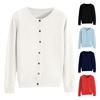 Women Knitted Sweater Coat Round Neck Long Sleeve Single Breasted Solid Color Knitting Cardigan Daily Wear