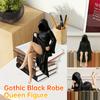 3D Таинственная статуя Готическая черная мантия Фигурка королевы Скульптура Женщины в маске Сидящая фигурка Скульптура для книжной полки Домашний настольный декор
