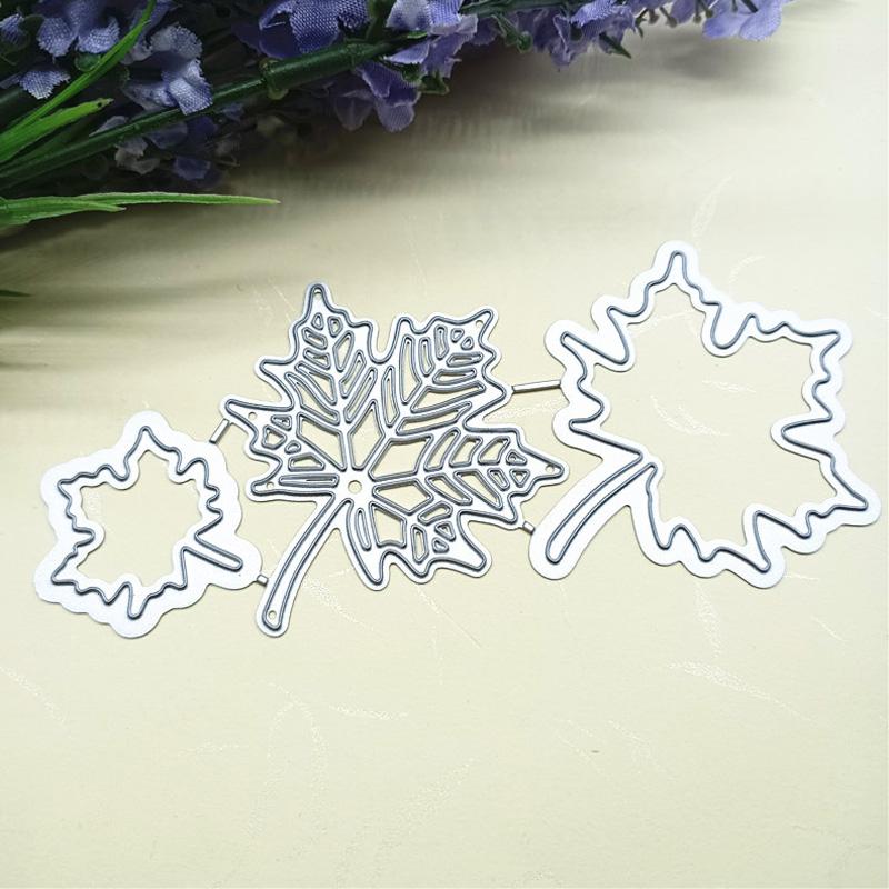 Металлический трафарет с тремя кленовыми листьями, тиснение, вырубные штампы для Diy, скрапбукинг, тиснение бумажных карт, ремесленный декор