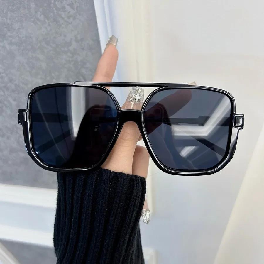 Дизайнерские прямоугольные солнцезащитные очки Женские Мужские Модные Брендовые Квадратные Солнцезащитные очки Женские Мужские Большая Рама Зеркальные Классические