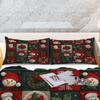 3 шт. Праздничный клетчатый комплект пододеяльника «Снеговик и остролист» - Уютное рождественское постельное белье с застежкой-молнией, машинная стирка