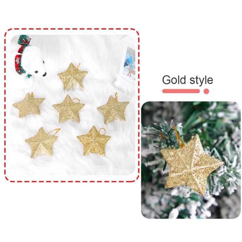 6pcs Star Hanging Ornament Christmas Tree Pentagram Pendant