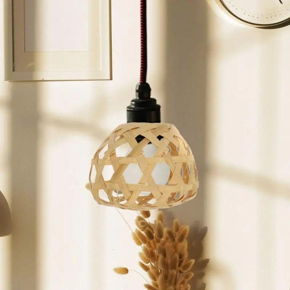 Бамбуковая клетка Абажуры для ламп Маленький чехол для люстры Плетеный бамбуковый абажур Дом Отель