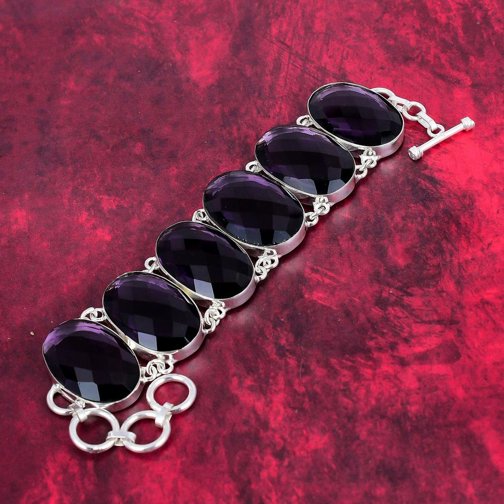 Ограненный аметист, драгоценный камень, комплект ювелирных изделий из стерлингового серебра 925 пробы, ожерелье ручной работы и браслет, комплект ювелирных изделий для свадебного подарка