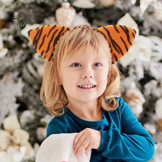 Обруч для волос с леопардовым узором, декор для ушей, повязка на голову для рождественской вечеринки, повязка на голову с изображением животных, тканевый головной убор