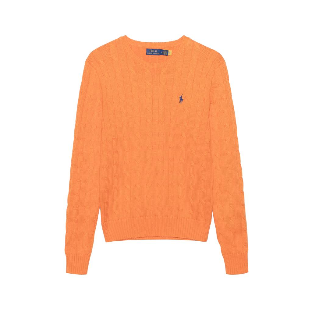 Polo Ralph Lauren Ss23 Solid Logo Embroidered Knit Crew Neck Long Sleeve Sweater Women Sweater Orange 2118916403-008