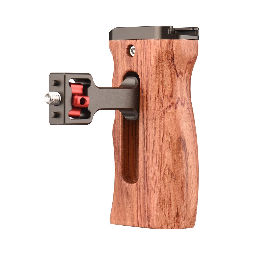 Adjustable Wooden Camera Cage Handle Left/Right Side Hand Grip 3/8 Inch Screw ARRI-Style Mount with