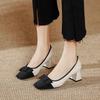 Woman Pumps Color Spelling Square Toe with Medium Heels Bow Shoes for Women Discount Vacation Stylish On Offer Fashion Young 39