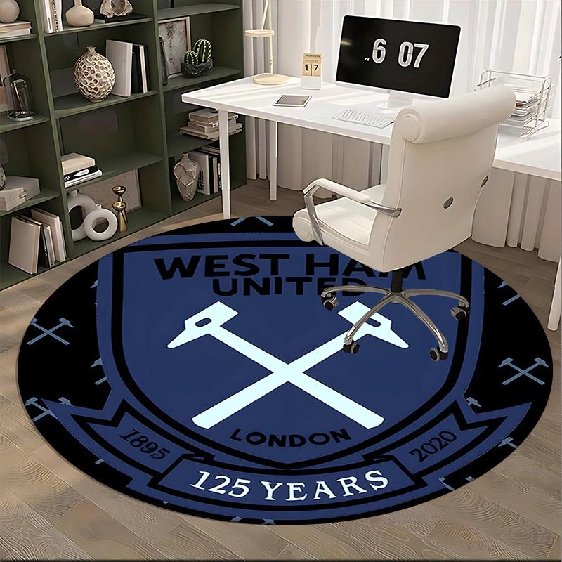 Коврик для стула West Ham United Круглый ковер-Ковер для офиса, Нескользящий, Подходит для декора гостиных, спален.1205029a
