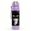 1PC Black Cat Coffee Mug Print 750ml Color Plastic Sports Water Bottle Leakproof Flip Straw Lid Suitable for Sports Office Home Use