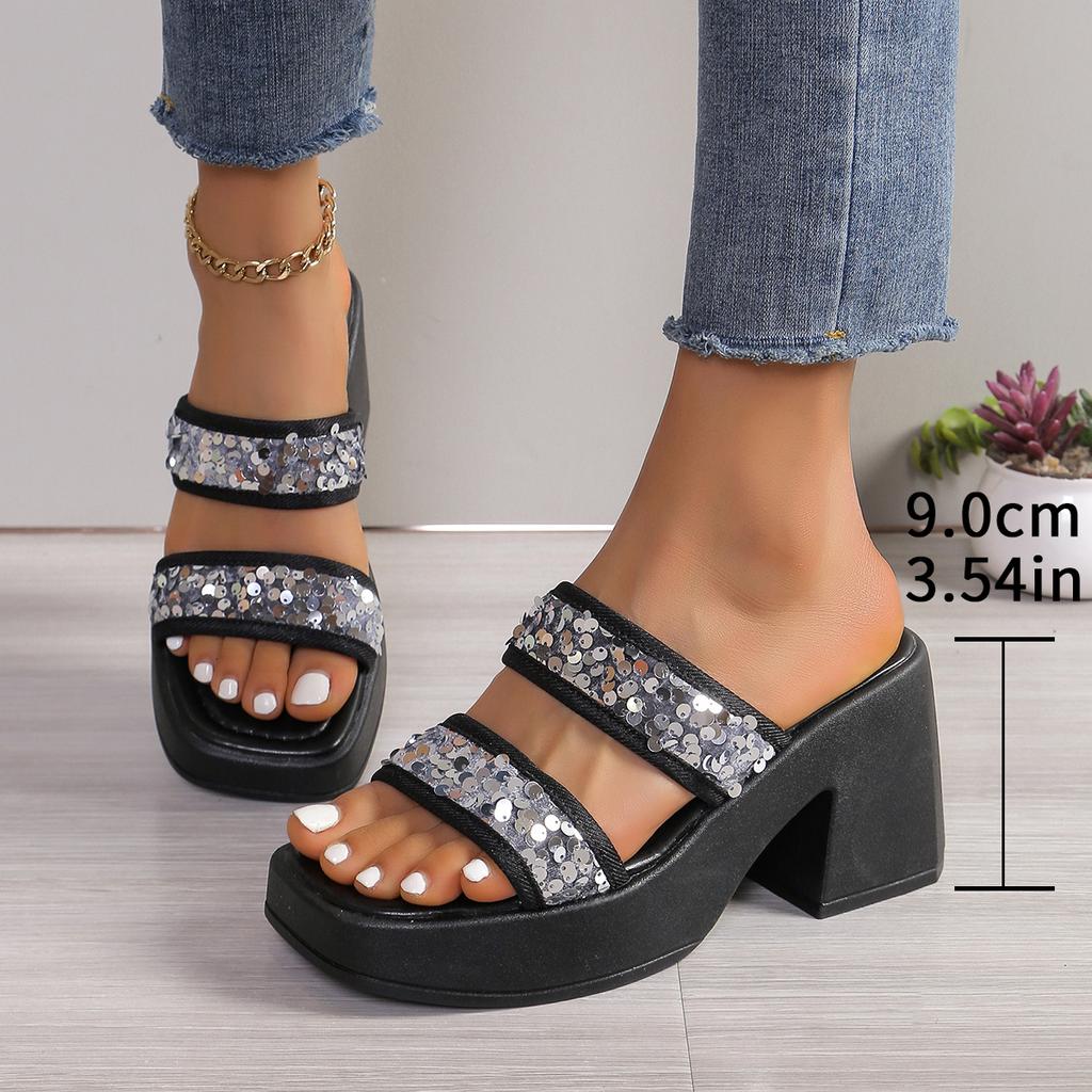 Fashion Women Elegant Wedge Sandals Summer Pumps Platform Sandal Roman Crystal Peep Toe Sandal Ladies Glistening Slippers Plus Size 42