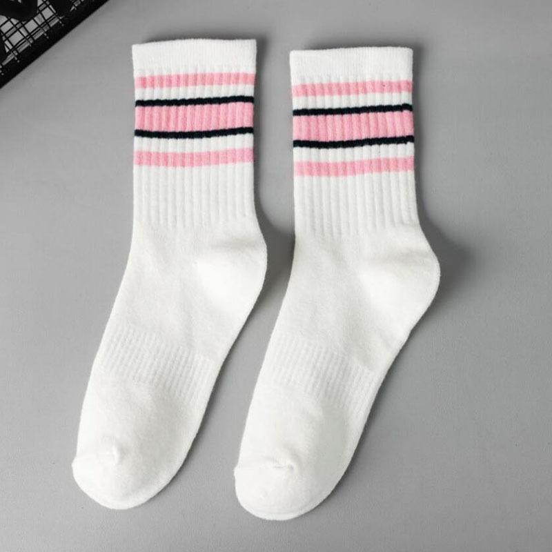 Unisex Men Woman Socks Casual Fashion Striped High Quality Cotton Socks Women Soft Breathable Harajuku Streetwear White Socks