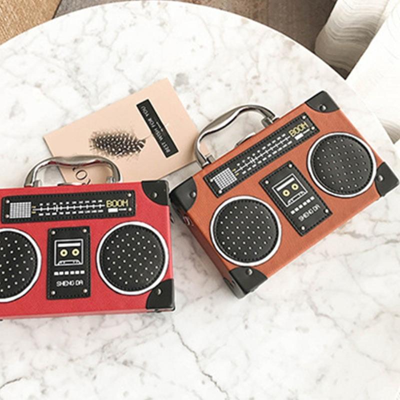 Женская сумка на плечо в форме радио, простая сумка-мессенджер, креативная сумочка и кошелек, вечерняя сумка, сумка кроссбоди из ПУ кожи