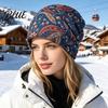 Versatile Lazy Style Hair Tie Women's Geometry Print Slouchy Hat Casual Soft Stretch Skull Colorful Geometric Pattern Hat Cap Warm Cancer
