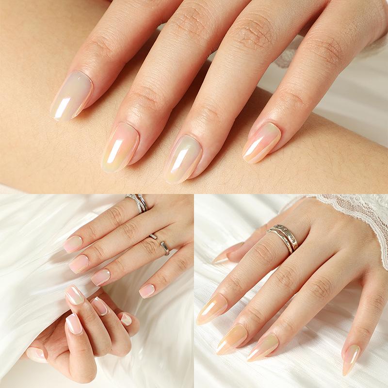 24 шт./компл., наклейки для быстрых ногтей Аврора, однотонные накладные ниалы, переносные водонепроницаемые маникюрные готовые ногти