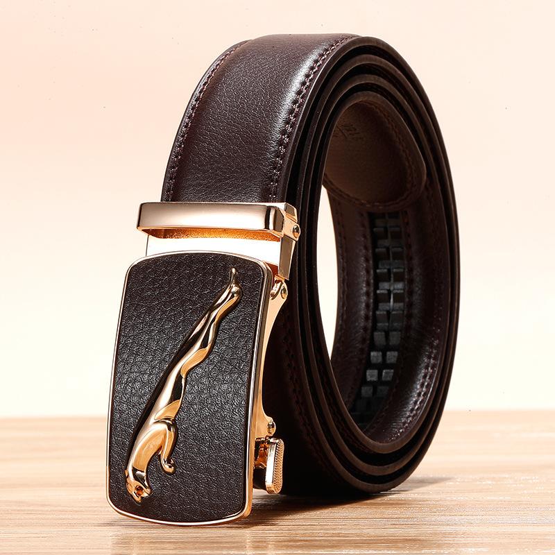 Men's Earth Green Leather Belt Yellow Cowhide Red Automatic Buckle Belt Blue White Orange Color Pant Belt