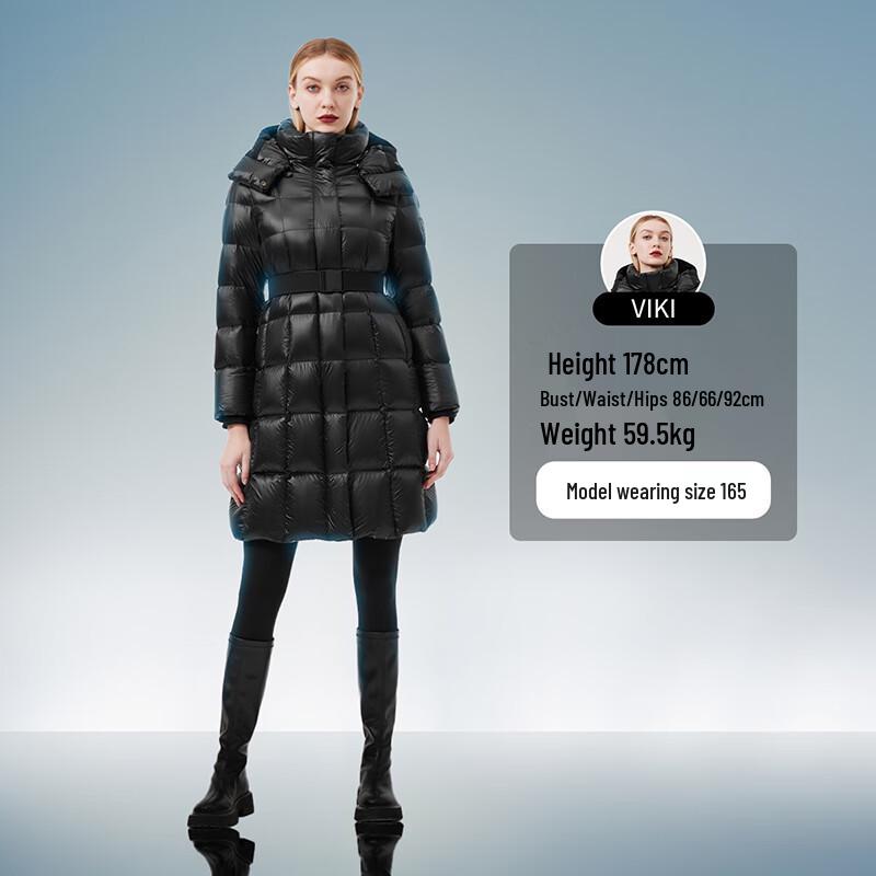 Tanboer Women's Shiny Mid-Length Goose Down Puffer Jacket