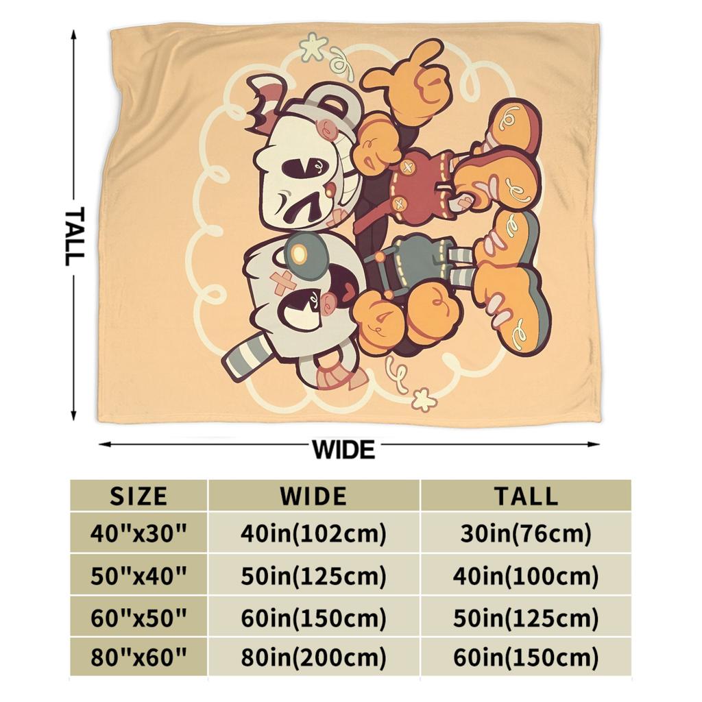 Cupheads & Mugmans Warm Soft Blankets Cartoon Kids Plush Throw Blanket Funny Home Decor Flannel Bedspread Sofa Bed Cover