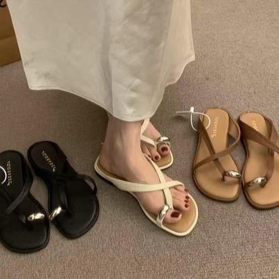 Французские тапочки-пуанты, летние сандалии на ветру с юбками для отпуска, новые женские уличные пляжные сандалии на плоской подошве